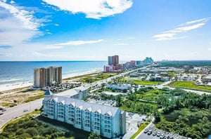 Aerial view of Grand Caribbean in Orange Beach Alabama