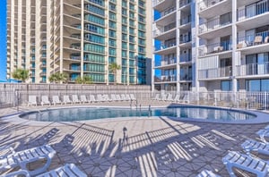 The outdoor swimming pool at Romar Tower