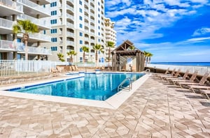 The outdoor pool in front of Romar Place in Orange Beach Alabama
