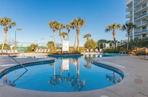 The crystalblue swimming pool at Gulf Shores Surf and Racquet Club in Gulf Shores Alabama