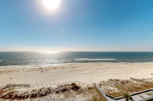 View of the Gulf from a private balcony at Phoenix V in Orange Beach Alabama