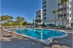 Pool is right on the beach at Estero Beach and Tennis Club in Fort Myers Beach FL