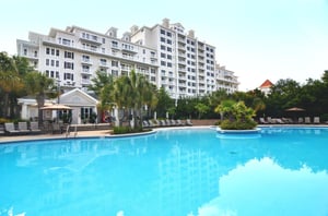 An inviting view of the spacious swimming pool.