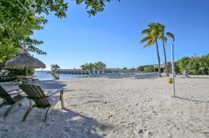 This beach offers sunbathers and water watchers plenty of loungers on which to relax.