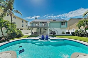 Many Clearwater Beach vacation homes like this one have private swimming pools.