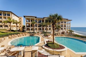 The two Gulffront outdoor pools in front of the luscious Bella Vita in Santa Rosa Beach Florida