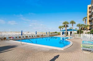 The lagoonstyle pool next to the beach at Emerald Beach Resort