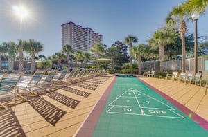 The outdoor shuffleboard court at Emerald Beach Resort in Panama City Beach Florida