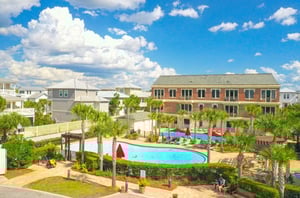 One of the outdoor swimming pools in the courtyard of the Village of South Walton