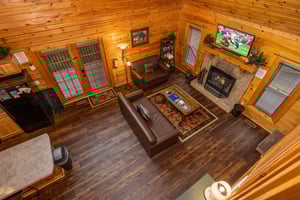 Interior Drone View at Eagles Nest, a 2 bedroom cabin rental located in Sevierville