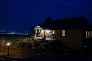 The cabin at night with city lights at Best View Ever A 5 bedroom cabin rental located in Pigeon Forge