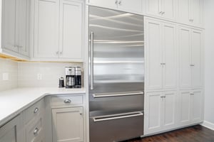 Fullsize stainless French door refrigerator — everything youd expect in a wellstocked home kitchen.