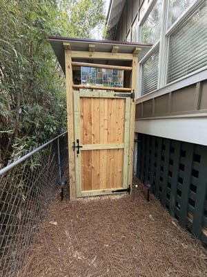 View of the private outdoor shower located on the side of the home at 1041 Ocean View.