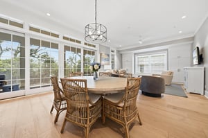 Meals stay connected to both the indoor gathering space and the 35foot screened porch.