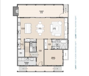 See the open kitchen, dining and living area, mainfloor king suite, laundry room, powder room and 9by35foot screened porch.