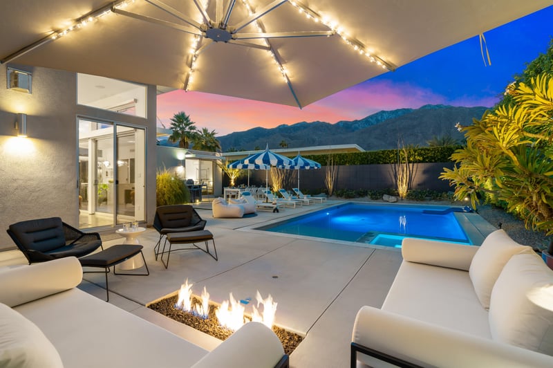 Relax by the inground firepit