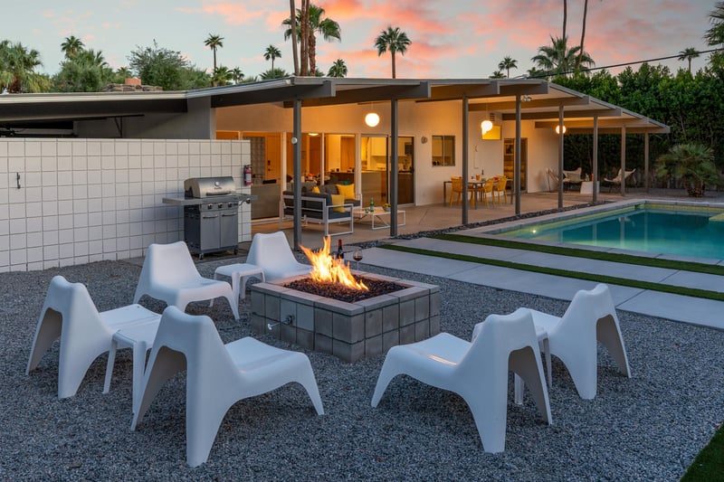 Gather around the cozy firepit