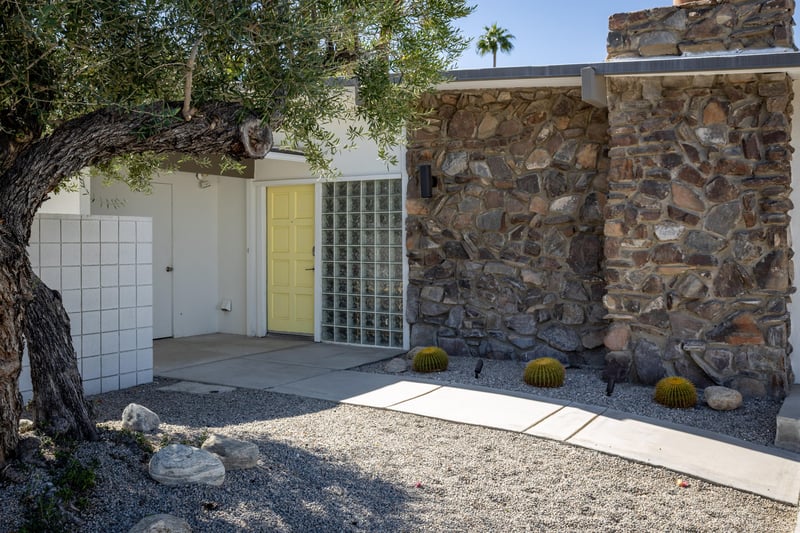 Yellow front door entrance