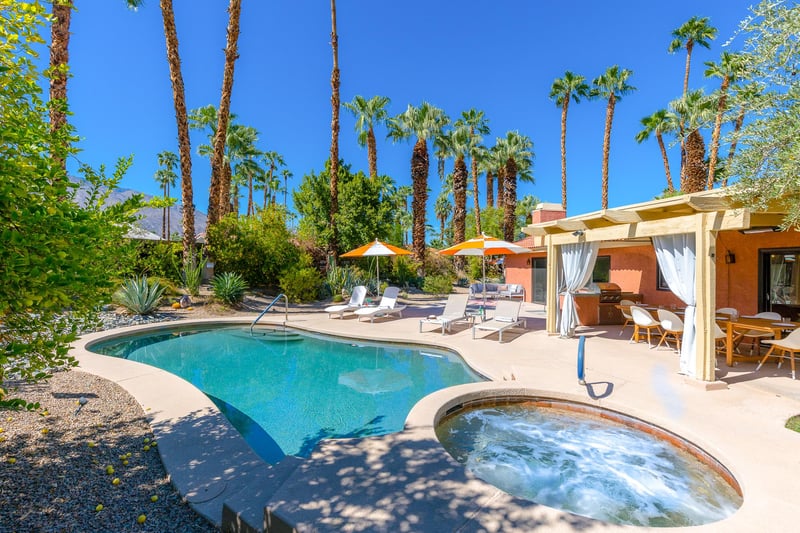 Large spa and pool area with beautiful outdoor living concept