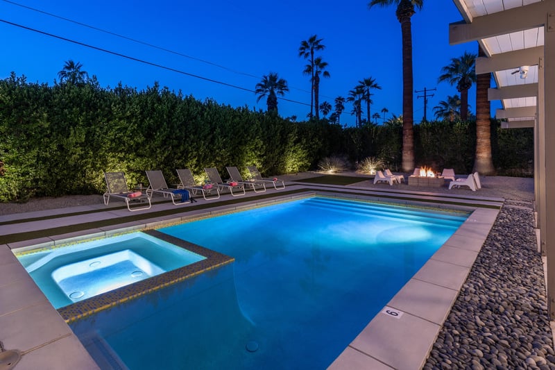 Serene glowing blue pool