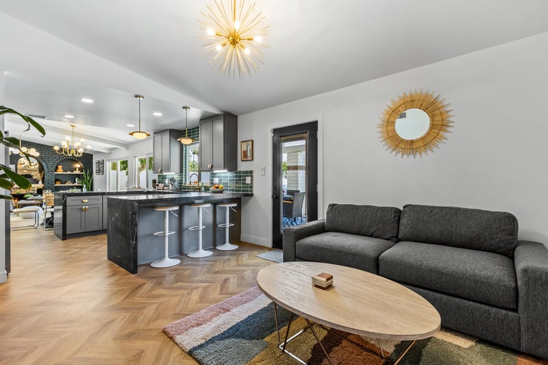 Comfortable couch perfect for coffee breaks