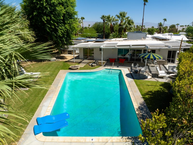 Aerial views of private backyard