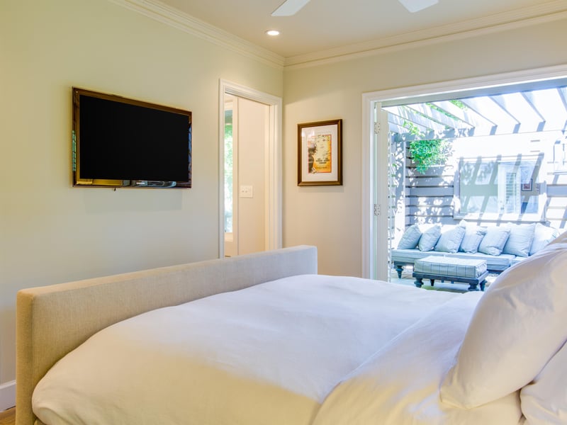 French doors open the bedroom to the verandah