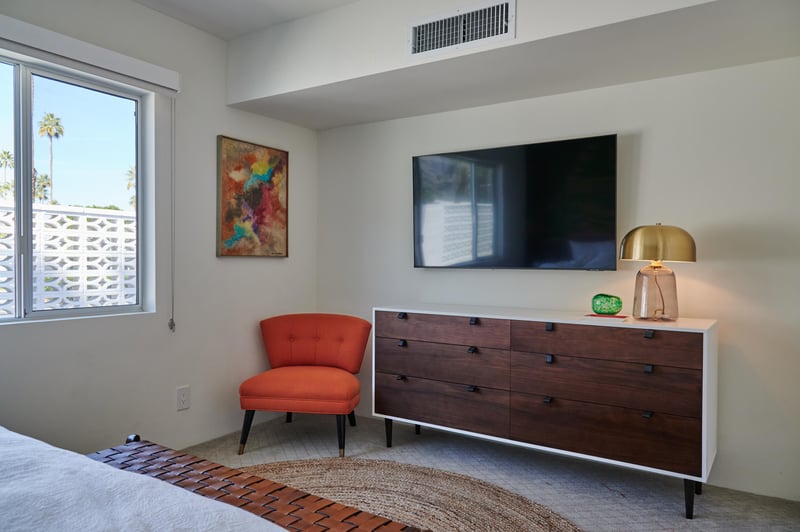 Flatscreen televisions in each room