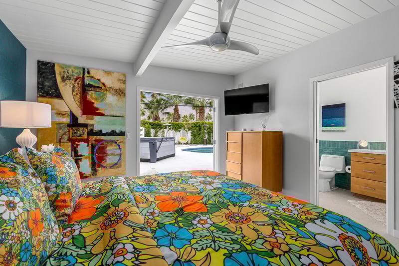 Cozy bedroom with backyard access