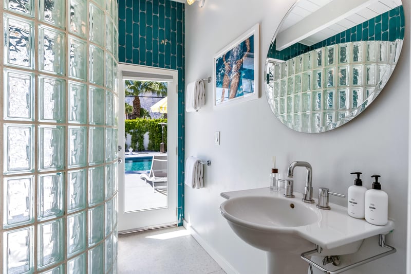 Guest bathroom with outdoor access