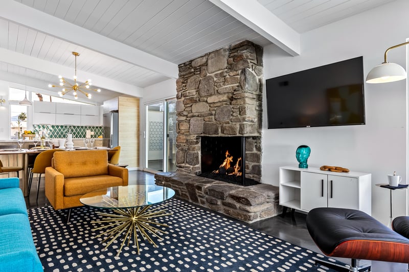 Cozy stone fireplace