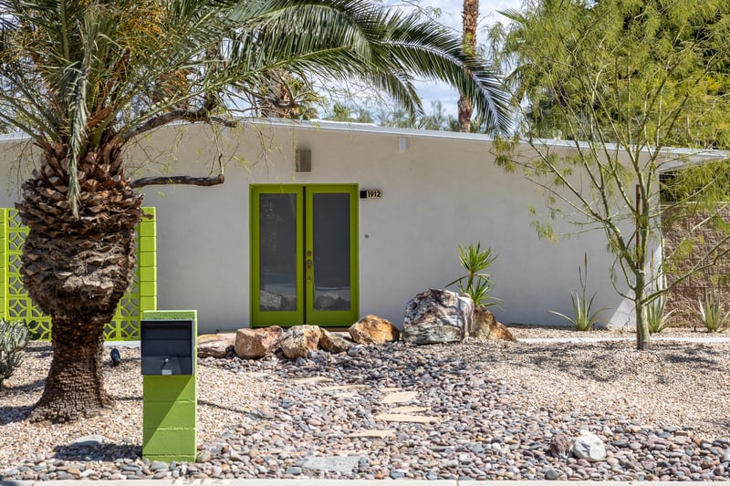 Lime green doors welcome you to relaxation