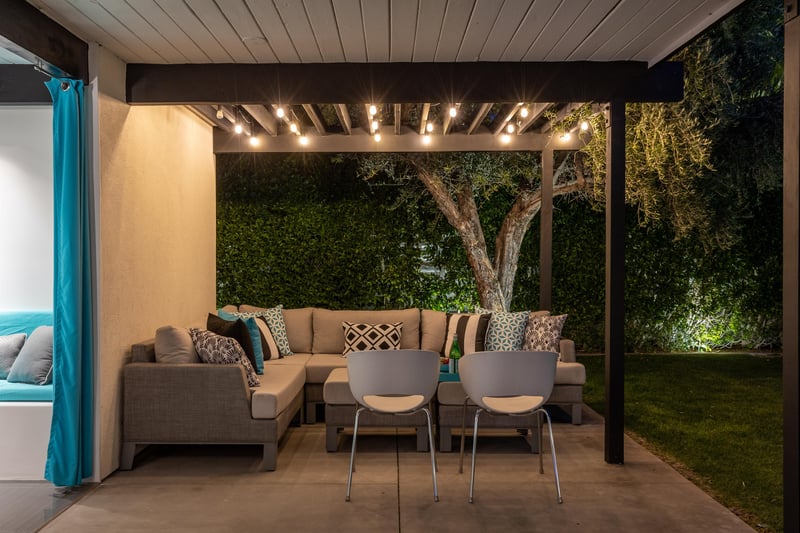 Glamorous  outdoor cabana patio seating