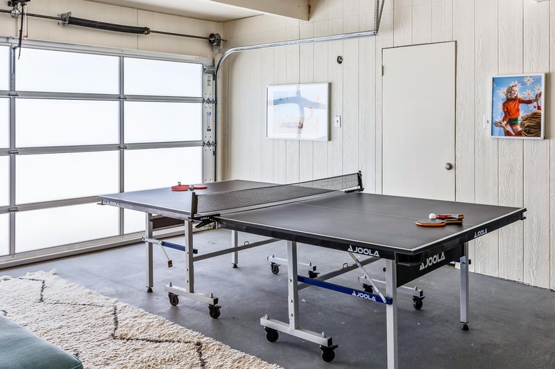 Ping pong table in the garage