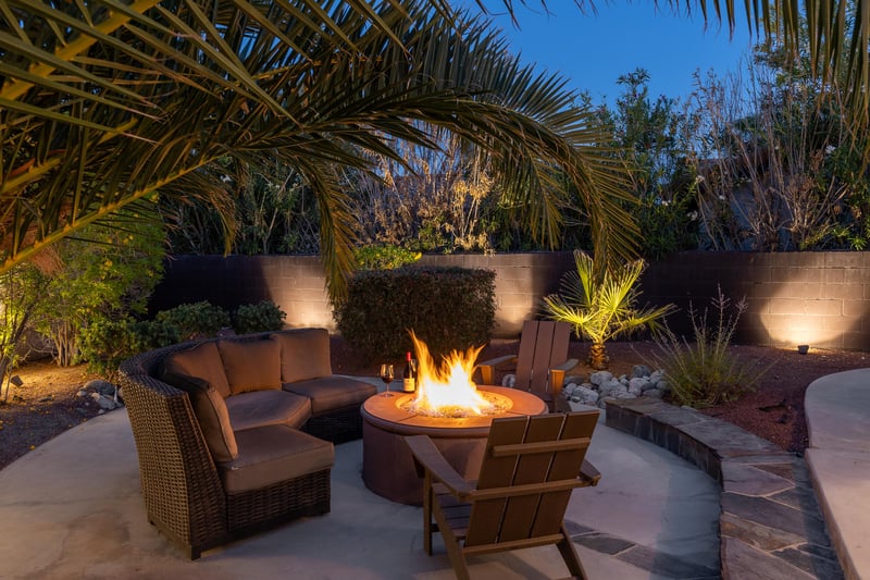 Curl up around the cozy firepit