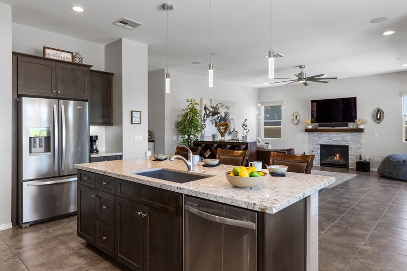 Chefs kitchen with island sink