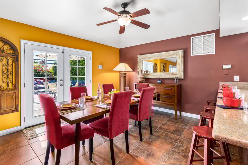 Views of the backyard from the dining room