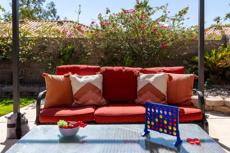 Comfortable outdoor couch area