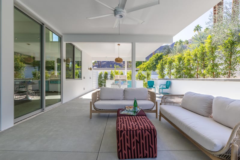 Enjoy covered outdoor lounge areas