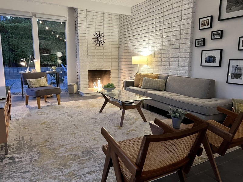 Cozy up by the fireplace