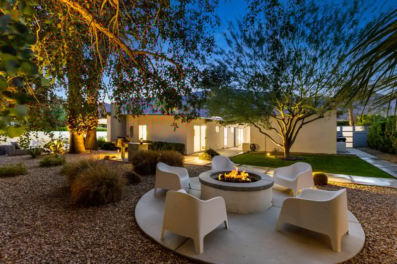 Gather around the cozy firepit for a glass of wine