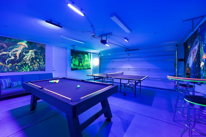 Game room in the garage