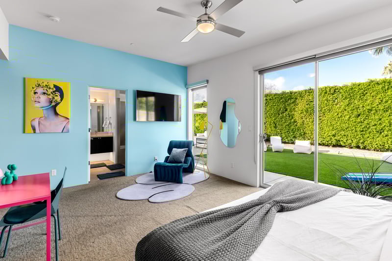 Blue Room with modern design touches everywhere