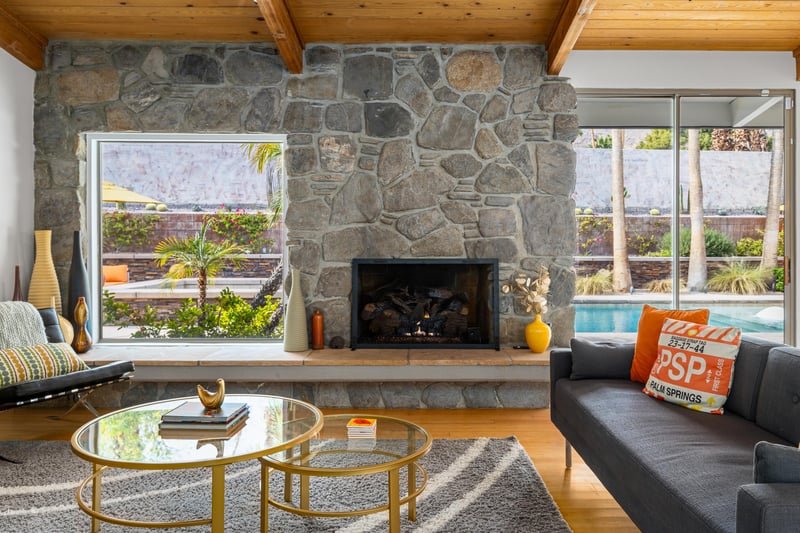 Gorgeous stone fireplace for cuddling at night