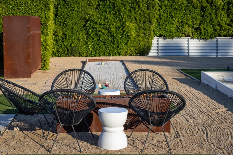 Firepit next to the  Bocce Ball Court