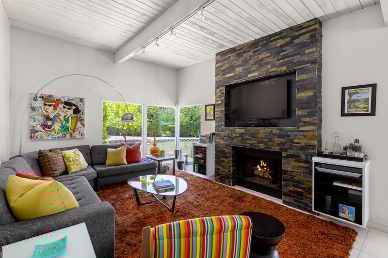 Designer furniture with Smart TV and fireplace