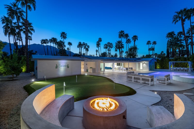 Amazing pool, firepit and landscaping lighting