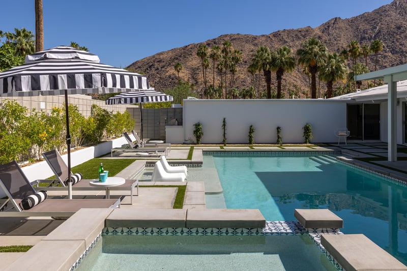 Integrated spa and pool with gorgeous mountain views