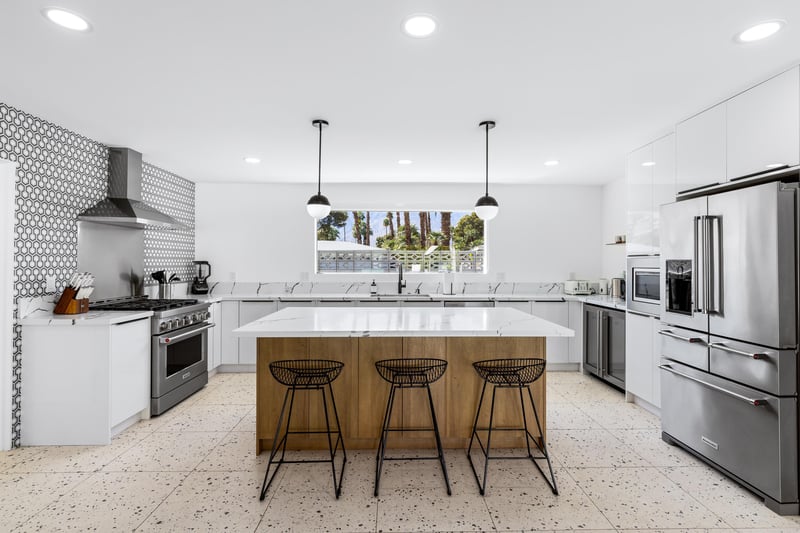 Chefs kitchen with a huge island