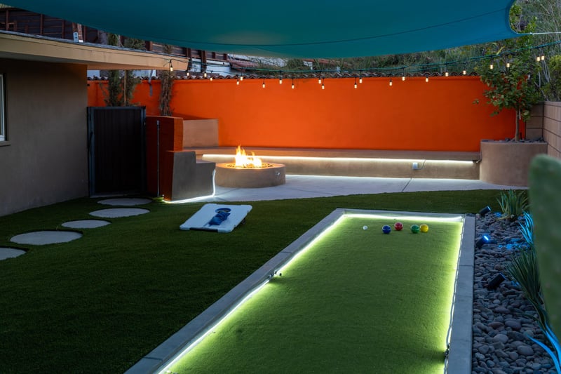 Time for a game of bocce ball at night